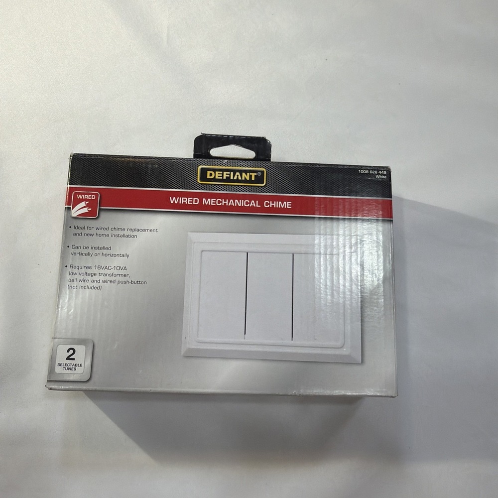 Defiant‎ Wired Mechanical Doorbell Chime White, Selectable Tunes